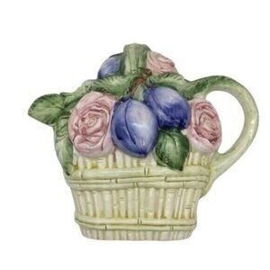 Vintage Capodimonte Flowers In Basket Wall Hanging